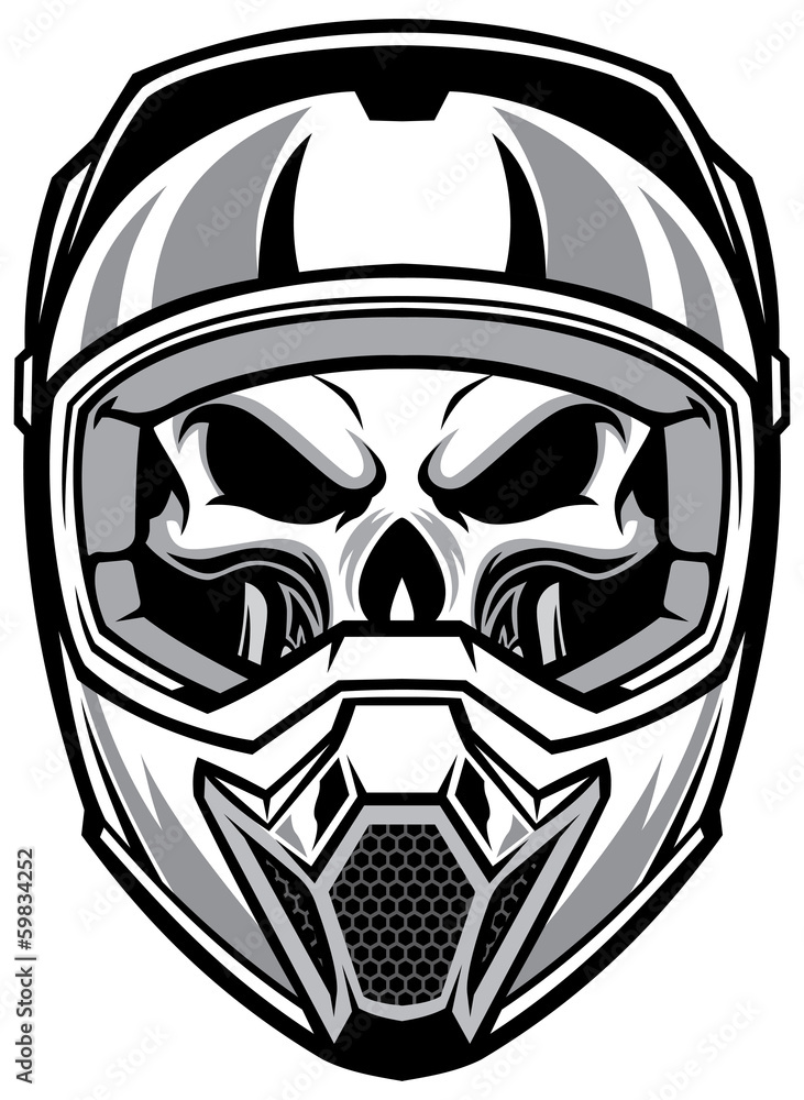 skull wearing motocross helmet Stock Adobe Stock