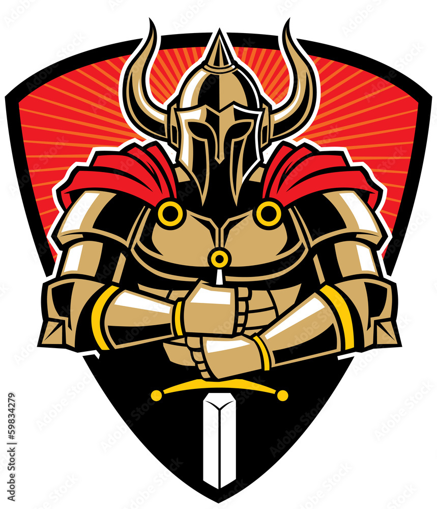 warrior in armor with sword warrior in armor with sword