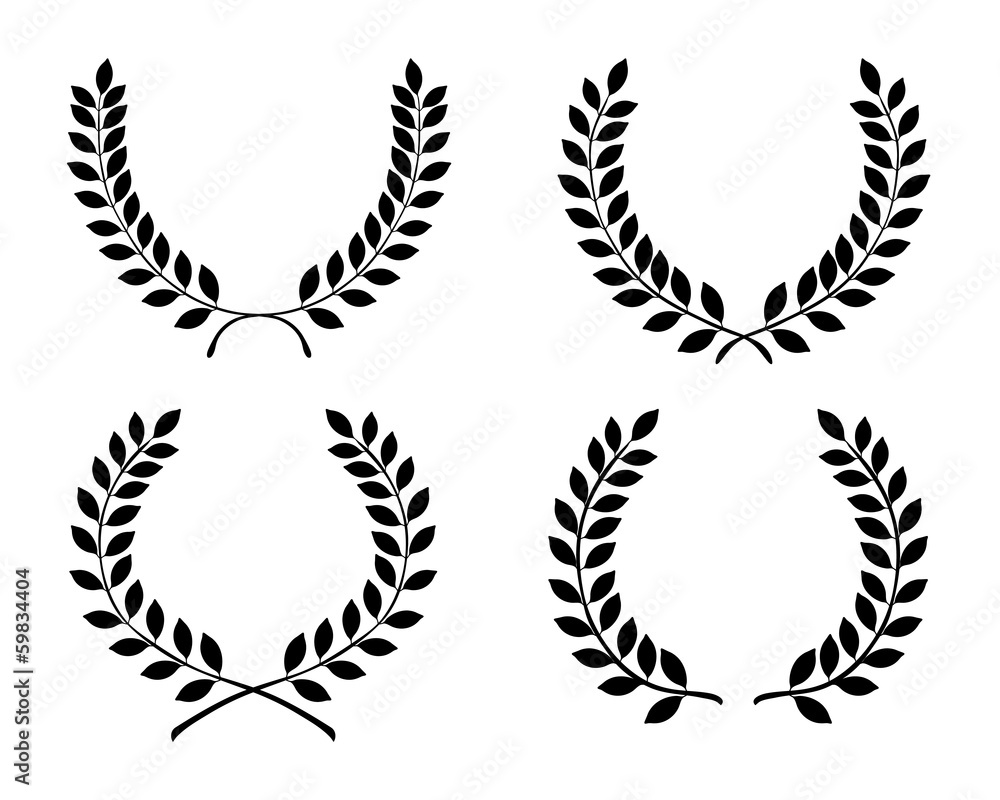 Black silhouettes of laurel wreaths, vector illustration Black silhouettes of laurel wreaths, vector illustration