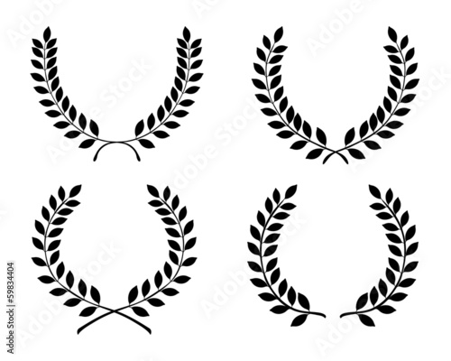 Black silhouettes of laurel wreaths, vector illustration
