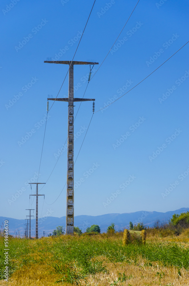 High-voltage power transmission towers