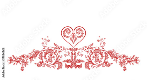 Valentine Greeting floral ornaments and heart
