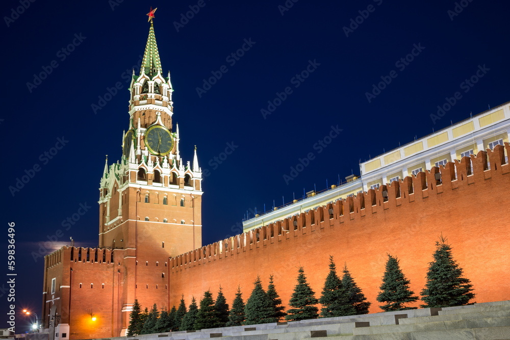 Kremlin tower with star and large clock Kremlin tower with star and large clock