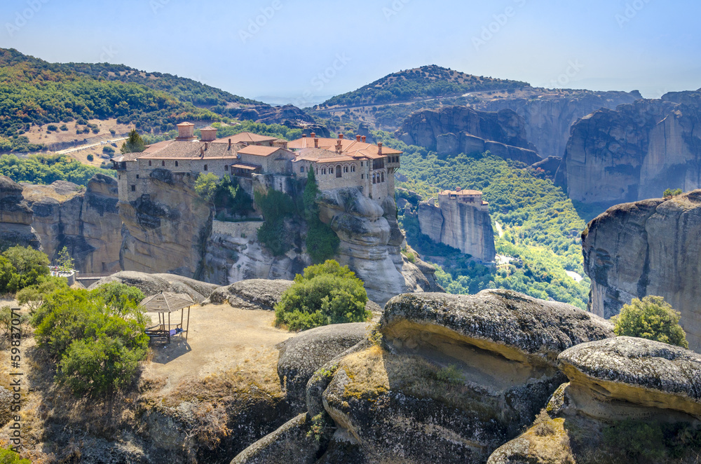 Fototapeta premium Mist at Meteora Monastery Greece