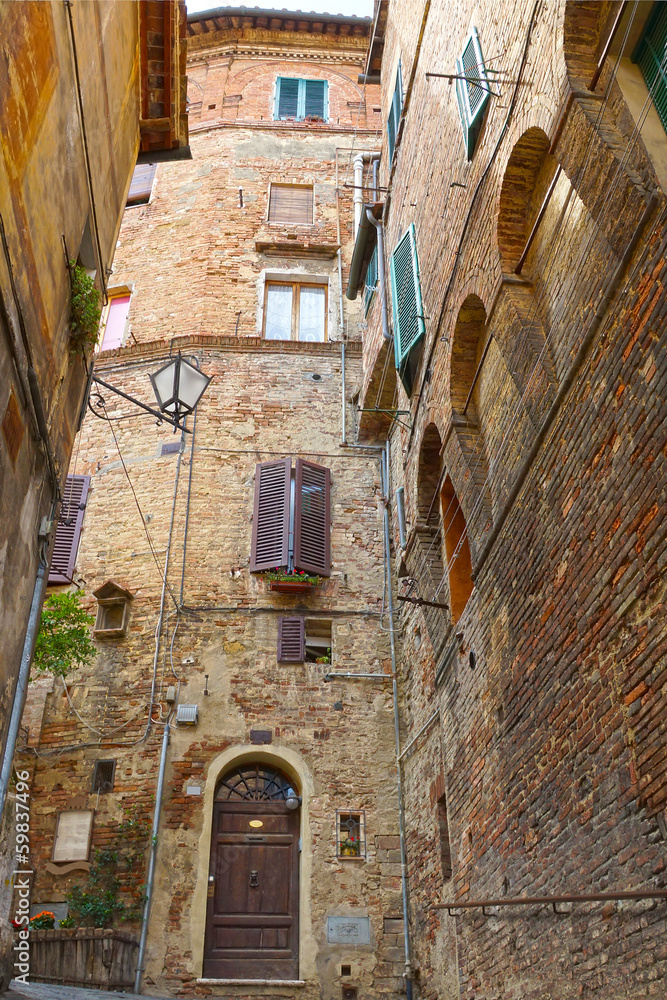 old streets of Siena, Italy, Europe