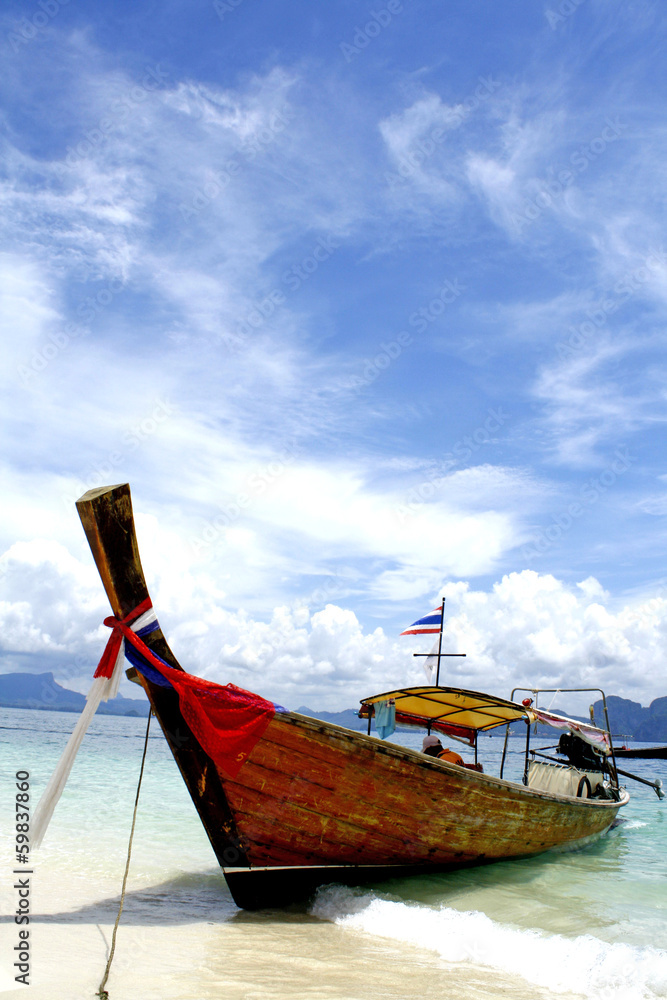 Fisherman boat on a shiny day