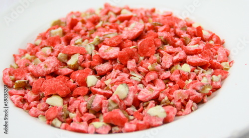 Photos assiette de pralines roses