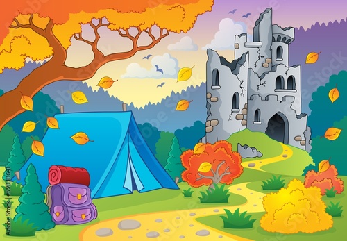 Autumn theme with castle ruins 3