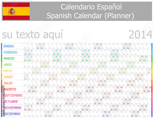 2014 Spanish Planner-2 Calendar with Horizontal Months