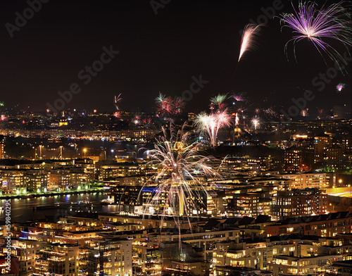 Fireworks over Stockholm and Djurgarden