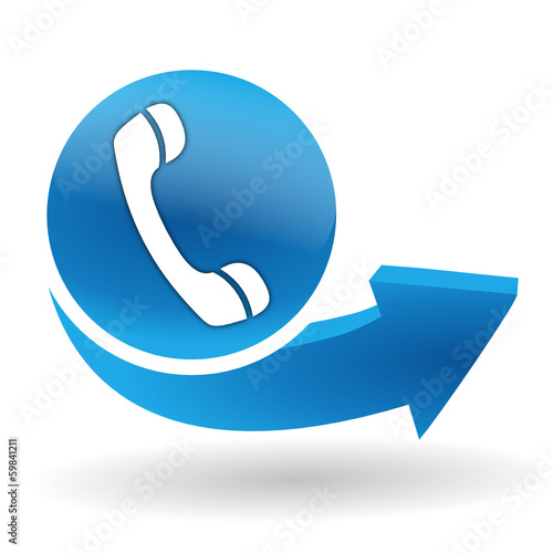 téléphone sur bouton web bleu
