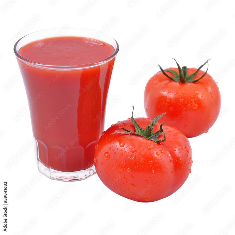 Tomato juice and tomatoes on a white Tomato juice and tomatoes on a white