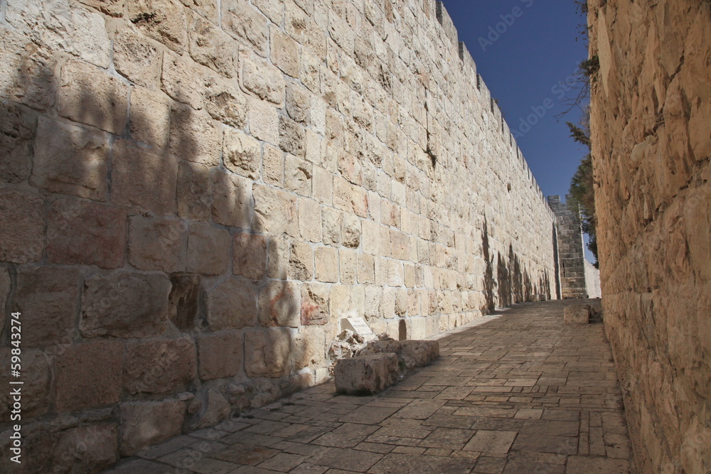 Jerusalem old city wall at Zion Gate