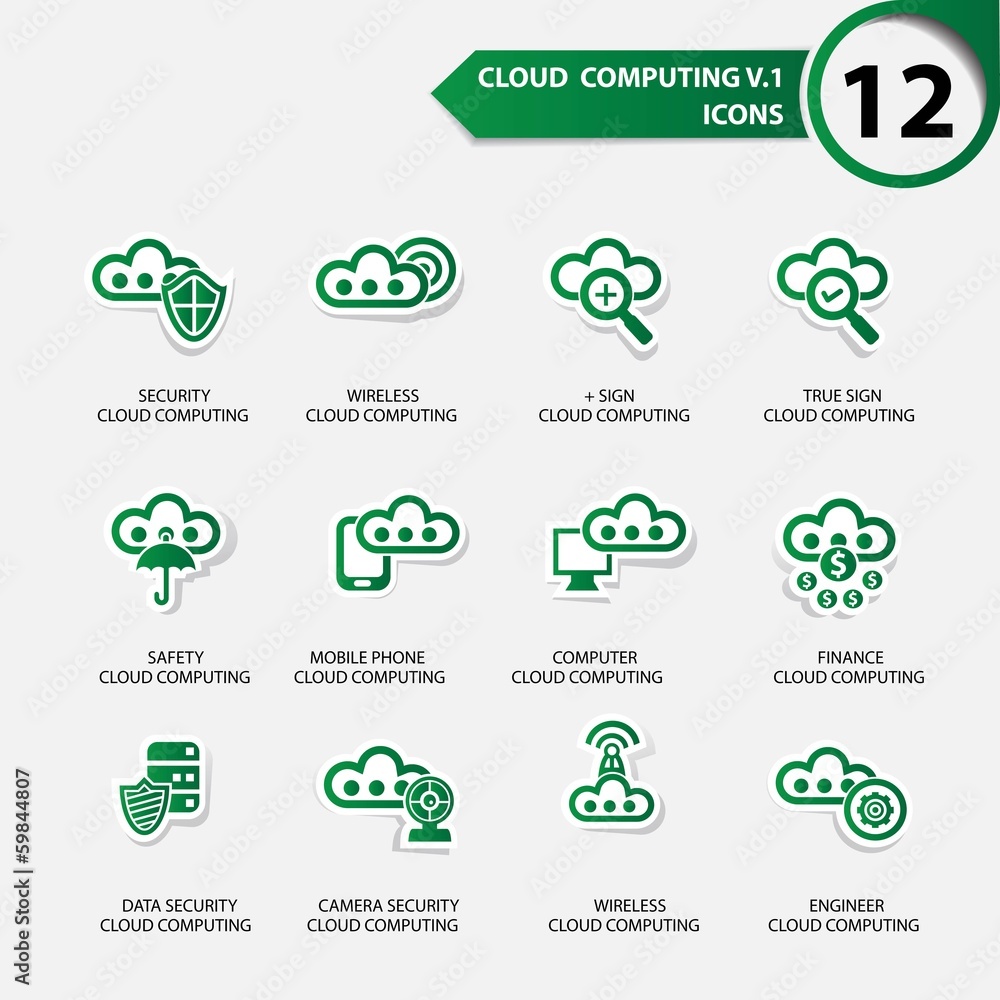 Cloud computing icons set 1,Green version Cloud computing icons set 1,Green version