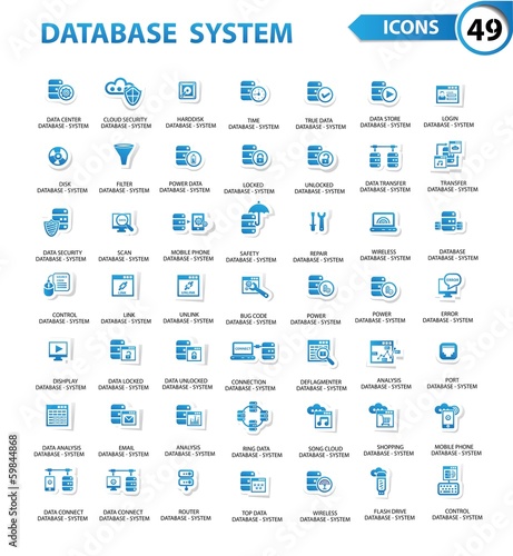 Database,Server computer,Data security,Technology icons