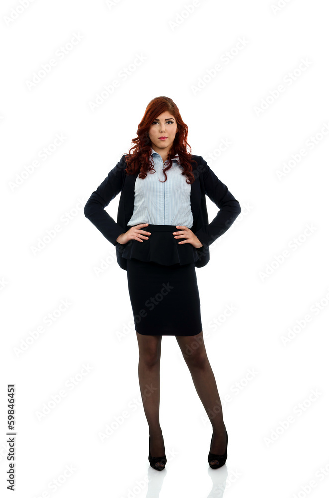 Confident business woman wih hands on waist Confident business woman wih hands on waist
