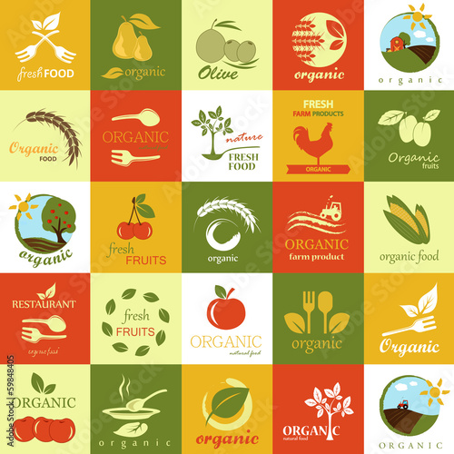 Organic Icons Set - Isolated On Background