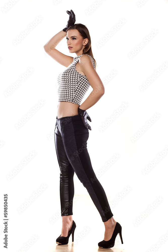 beautiful pretty girl posing on a white background beautiful pretty girl posing on a white background
