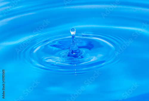 abstract background. drop falls in blue water