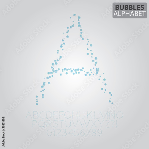 Water Bubbles Alphabet and Numbers Vector