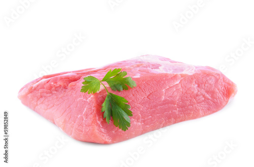 Fresh beef slab isolated on white background
