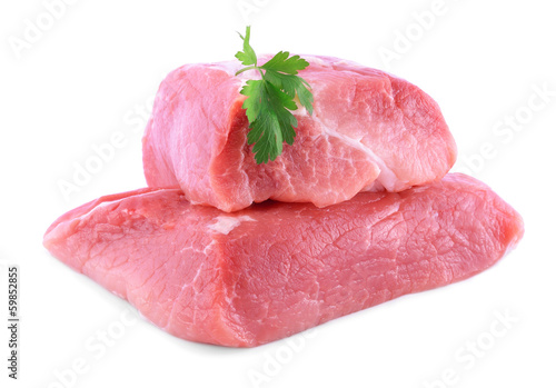 Fresh beef slab isolated on white