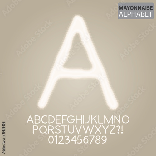 Mayonnaise Sauce Alphabet and Numbers Vector