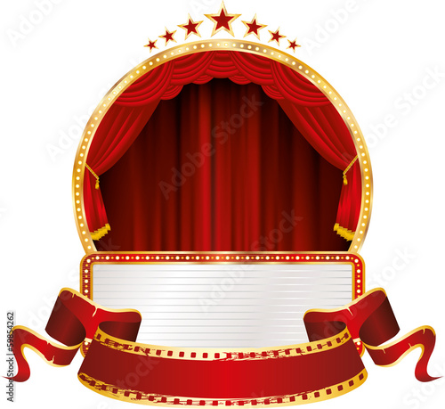round stage with billboard