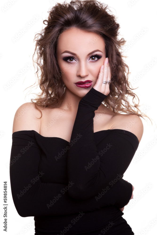 Sensual woman biting her lips isolated on white background Sensual woman biting her lips isolated on white background