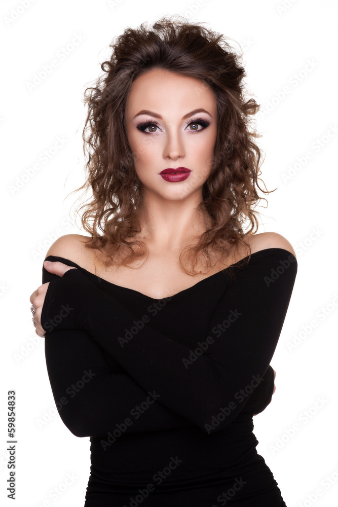 Gorgeous woman with professional make up on white Gorgeous woman with professional make up on white