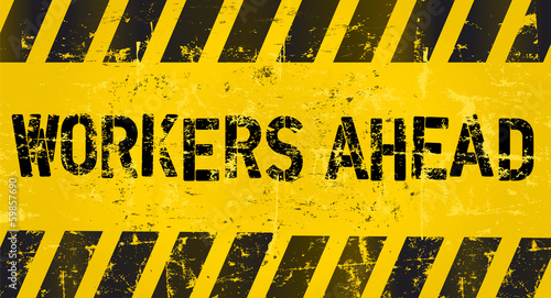 sign: workers ahead, industrial style, vetor