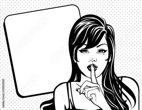 Vintage woman making quiet gesture