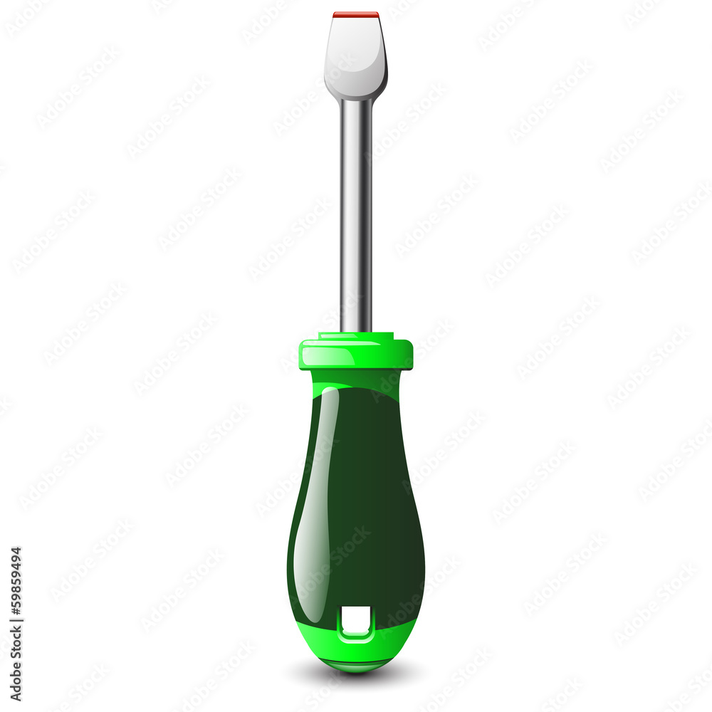 Fototapeta premium illustration of green steel screwdriver