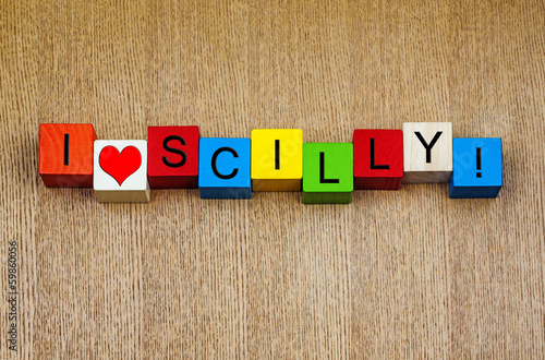 I Love Scilly, Cornwall, sign series for travel, holiday islands