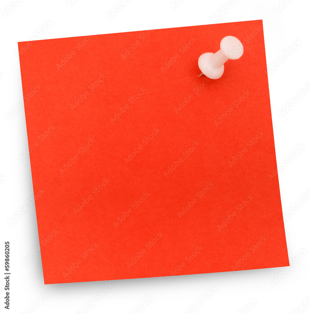 Red paper note pinned - obrazy, fototapety, plakaty 