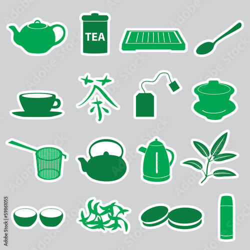tea stickers set eps10
