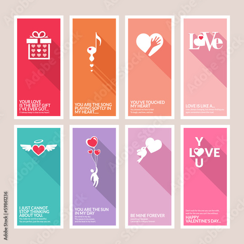 Set of Valentines day greeting cards