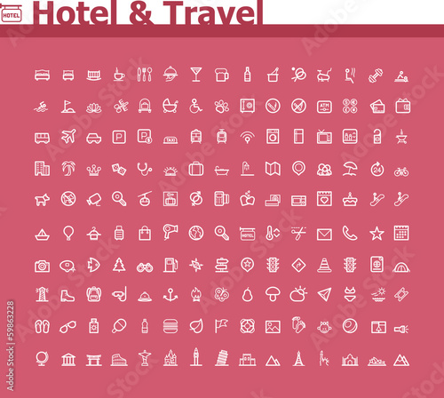 Hotel and travel icon set