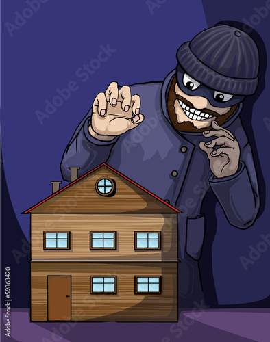 Thief about to rob a property/house