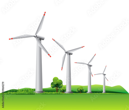 Wind turbines on a meadow
