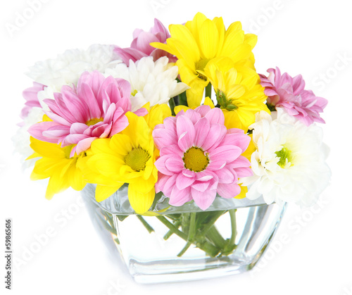 Wallpaper Mural Beautiful flowers in bowl isolated on white Torontodigital.ca