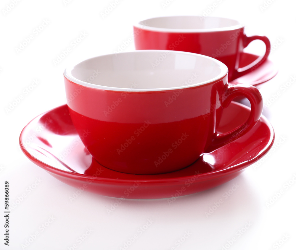 Red cups isolated on white Red cups isolated on white