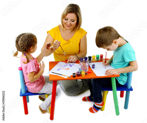 Little children drawing wit...