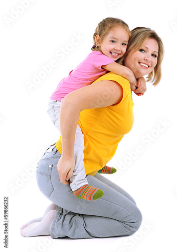 Beautiful mom with little d...
