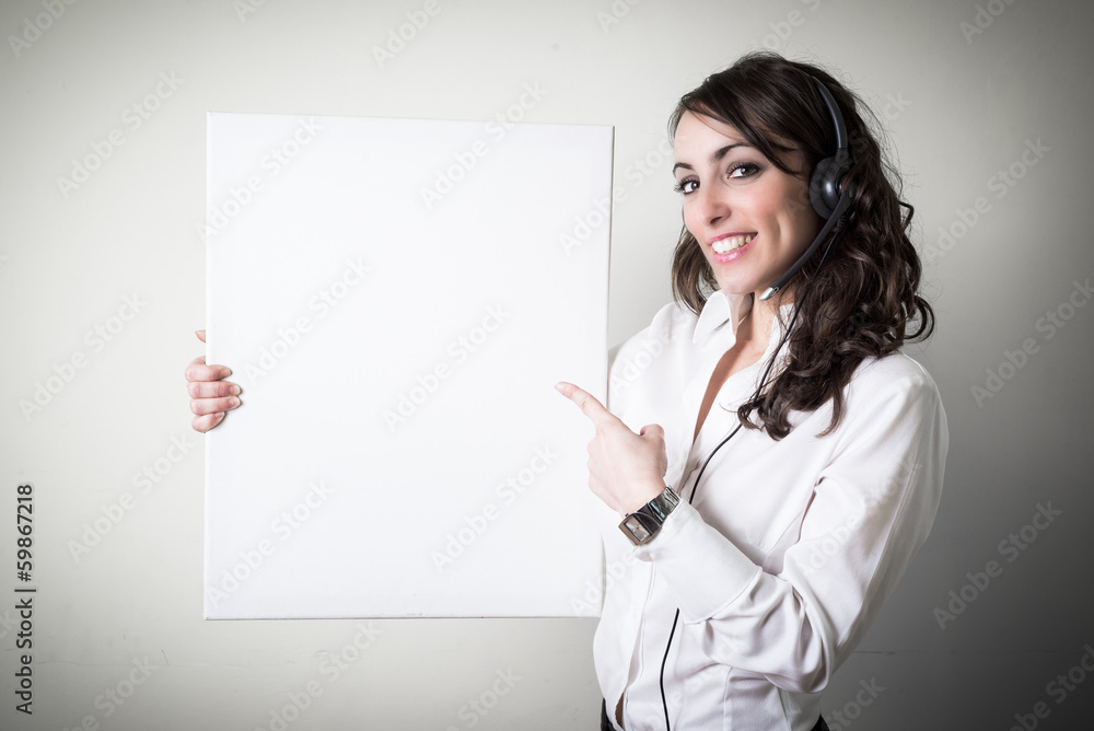 beautiful young businesswoman holding white board beautiful young businesswoman holding white board