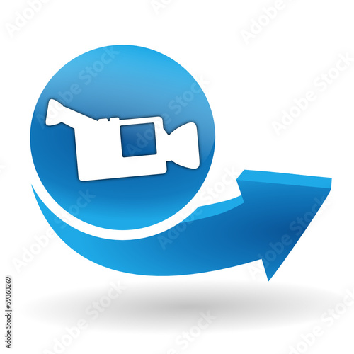 caméra sur bouton web bleu