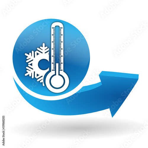 thermomètre froid sur bouton web bleu