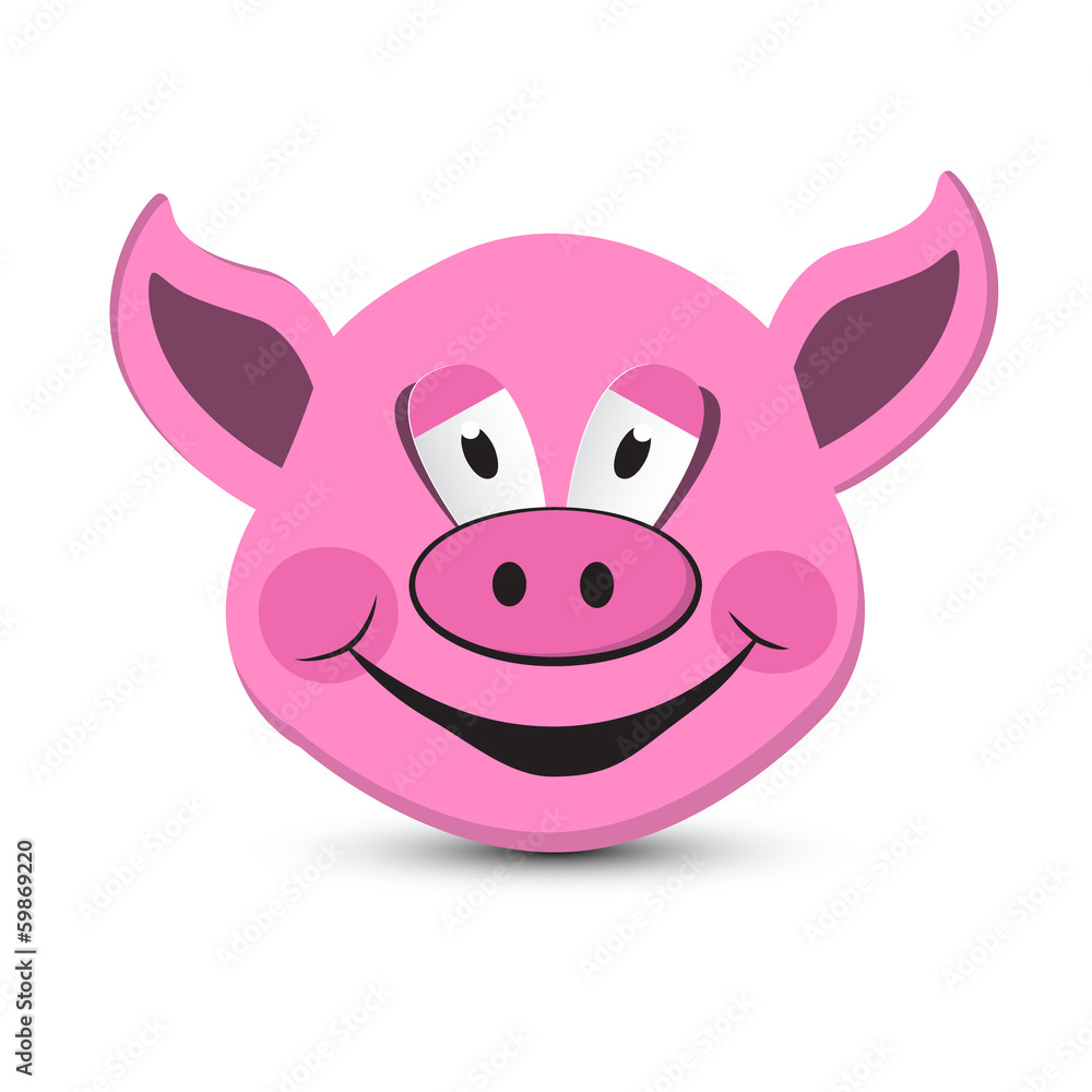 Pink Pig Head Isolated on White Background Pink Pig Head Isolated on White Background