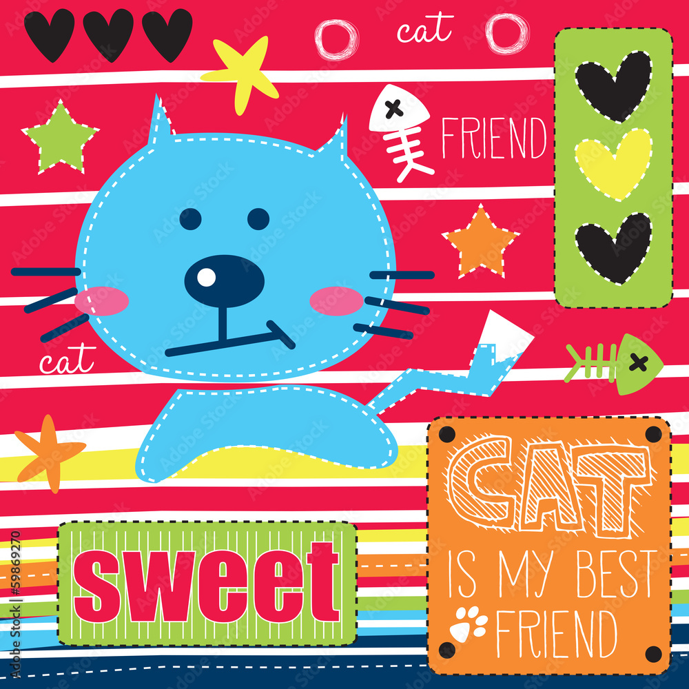 blue cute cat vector illustration blue cute cat vector illustration