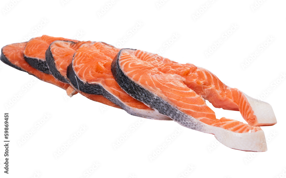 raw salmon steak isolated raw salmon steak isolated